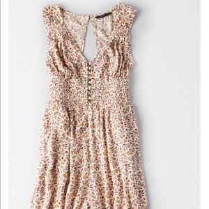 Smocked button front jumpsuit